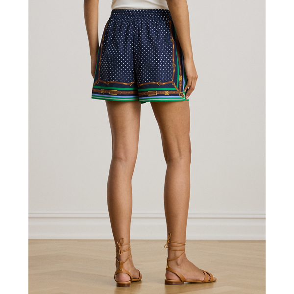 Belting-Print & Polka-Dot Drawcord Short