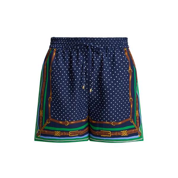 Belting-Print & Polka-Dot Drawcord Short