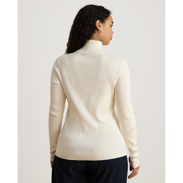 Mascarpone Cream Cotton-Blend Ribbed Turtleneck Lauren 10