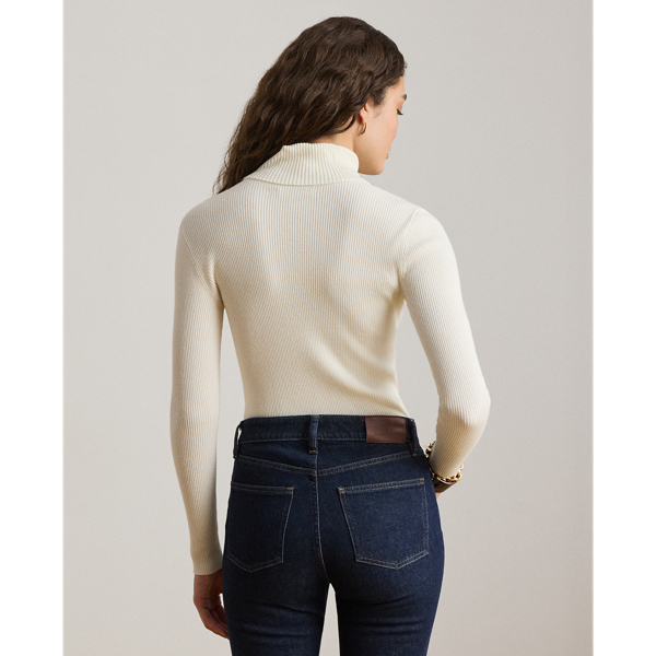 Mascarpone Cream Cotton-Blend Ribbed Rollneck Lauren 5