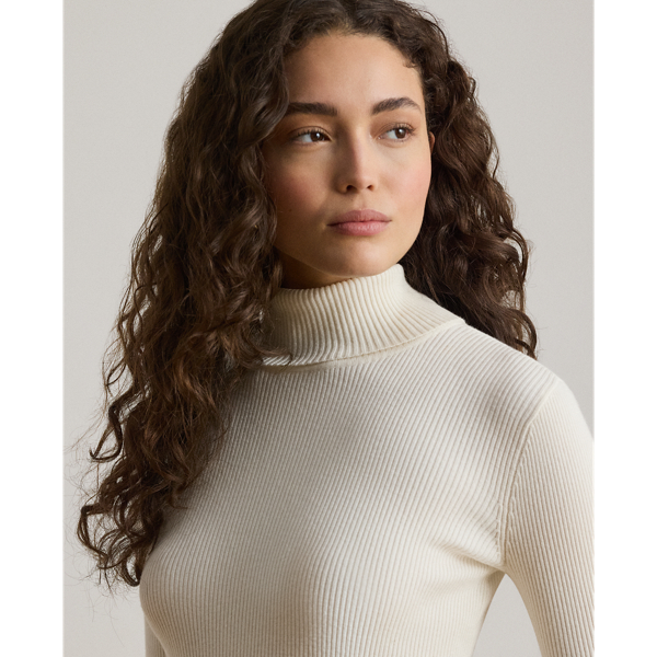 Mascarpone Cream Cotton-Blend Ribbed Rollneck Lauren 6
