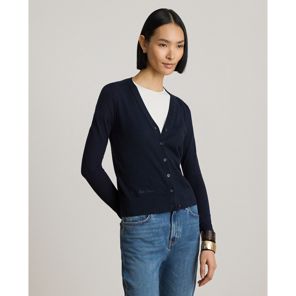 Lauren Navy Cotton-Modal V-Neck Cardigan Lauren 1