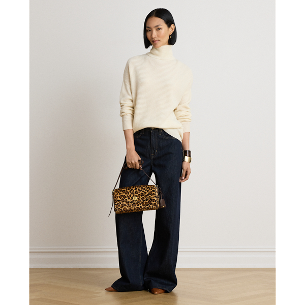 Mascarpone Cream Ribbed Wool & Cashmere Roll Neck Jumper Lauren 4