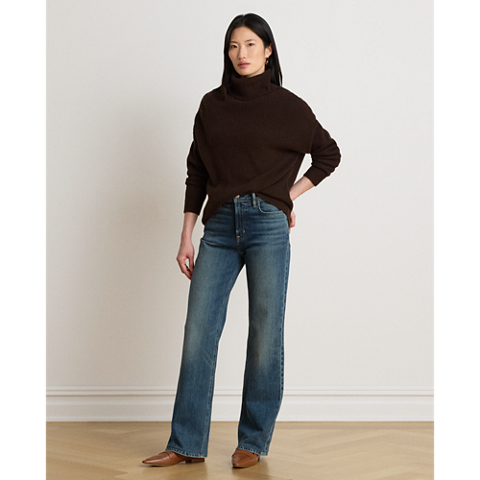 Ralph Lauren Ribbed Wool-Cashmere Turtleneck Sweater