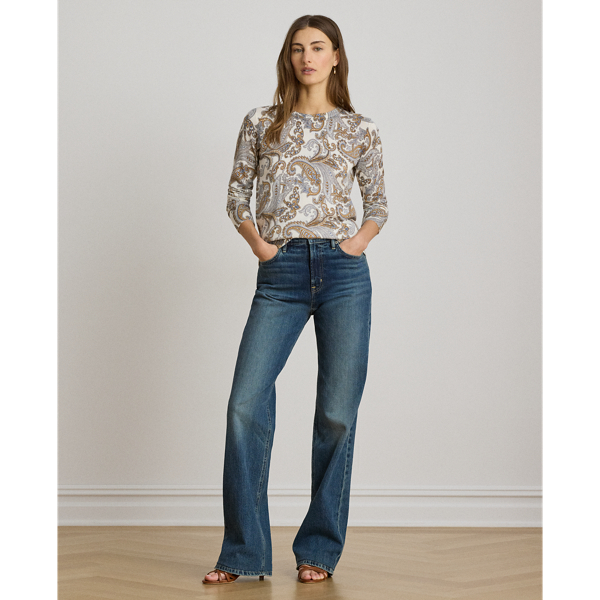Cream Multi Paisley Cotton-Modal Sweater Lauren 7
