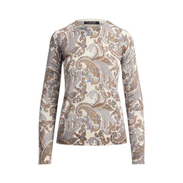 Cream Multi Paisley Cotton-Modal Sweater Lauren 2
