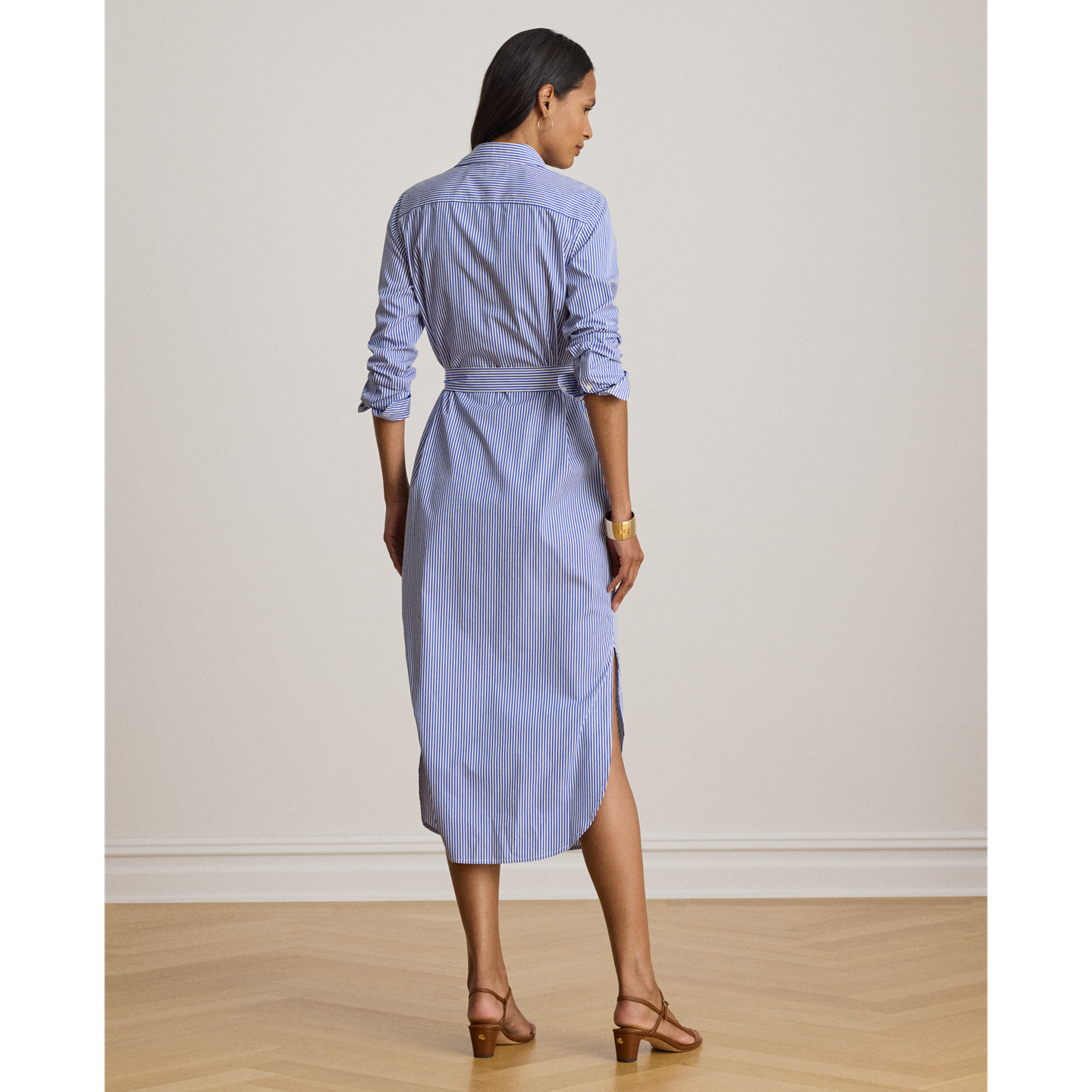 Женское платье Lauren Ralph Lauren Striped Cotton Broadcloth Shirtdress, цвет: Синий / Белый — фото 2