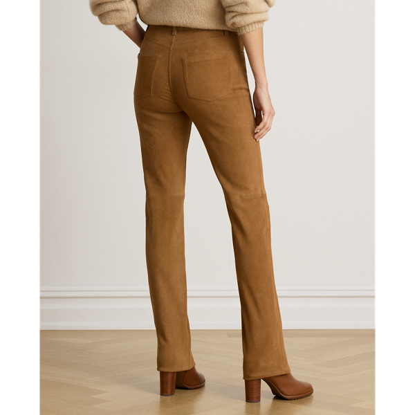  High-Rise Suede Slim Straight Trouser