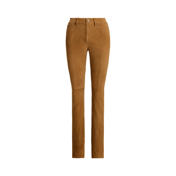  High-Rise Suede Slim Straight Trouser
