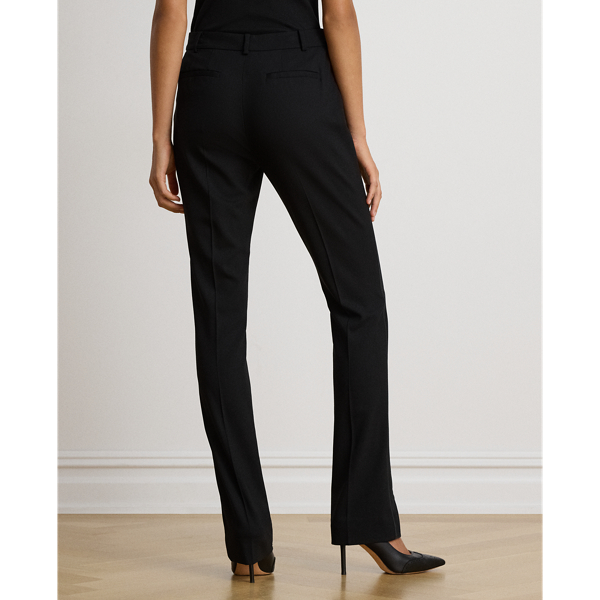 Satin-Trim Wool Crepe Straight Trousers