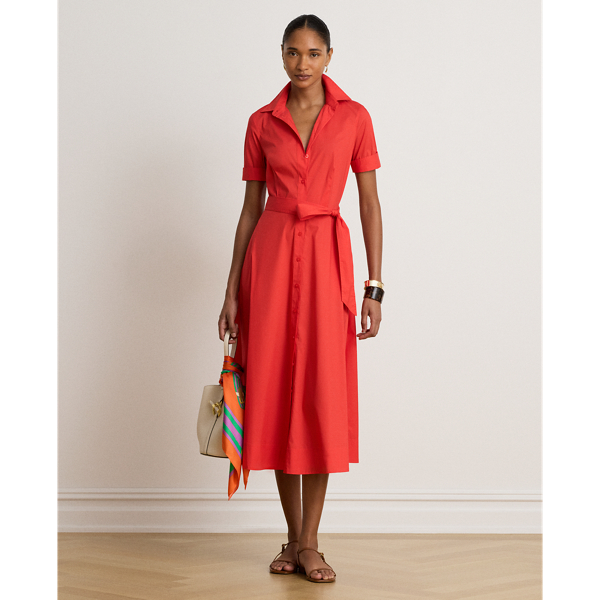 Belted Stretch-Cotton-Blend Shirtdress