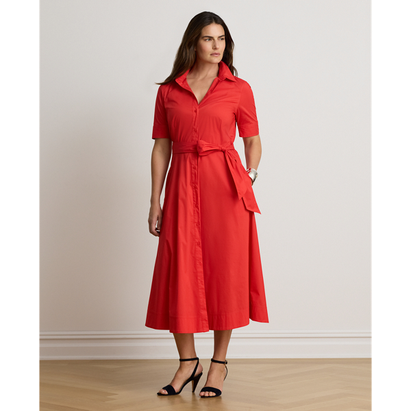 Belted Stretch-Cotton-Blend Shirtdress