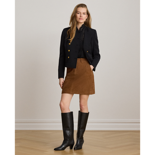 Black Double-Breasted Sabl&eacute; Crepe Jacket Lauren 4
