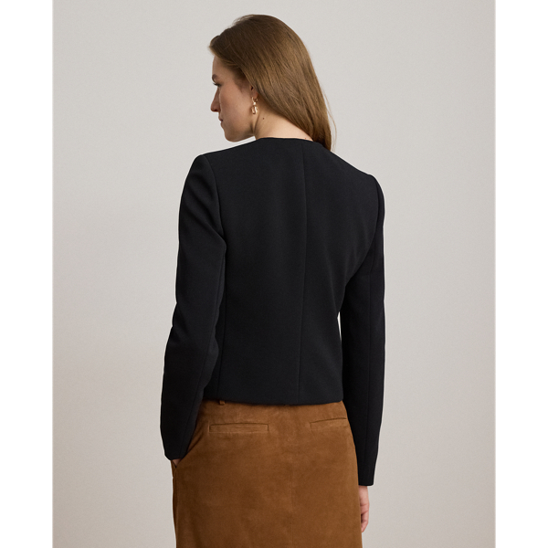 Black Double-Breasted Sabl&eacute; Crepe Jacket Lauren 5