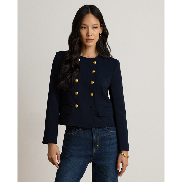 Double-Breasted Sabl&eacute; Crepe Jacket