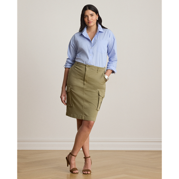 Light Agave Stretch Chino Cargo Pencil Skirt Lauren 8