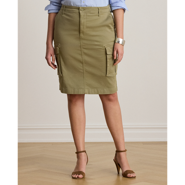 Light Agave Stretch Chino Cargo Pencil Skirt Lauren 9