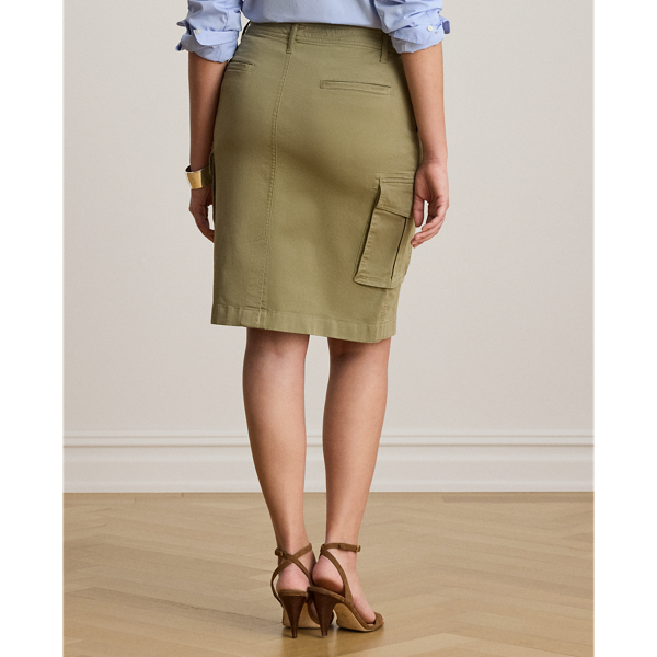 Light Agave Stretch Chino Cargo Pencil Skirt Lauren 10