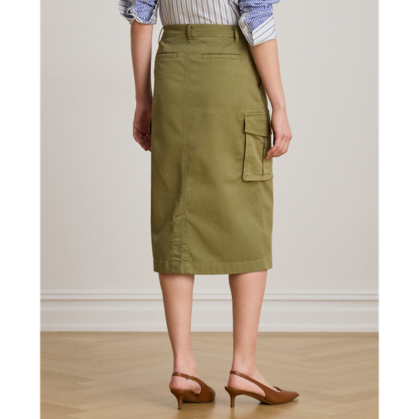 Light Agave Stretch Chino Cargo Pencil Skirt Lauren 5