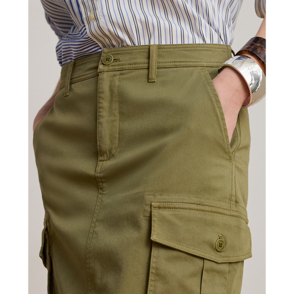 Light Agave Stretch Chino Cargo Pencil Skirt Lauren 6