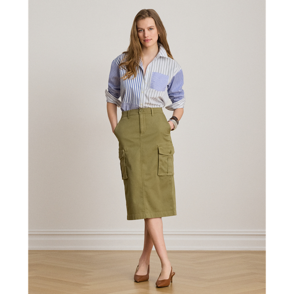Light Agave Stretch Chino Cargo Pencil Skirt Lauren 7