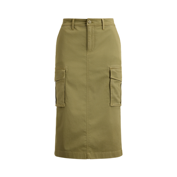 Light Agave Stretch Chino Cargo Pencil Skirt Lauren 2