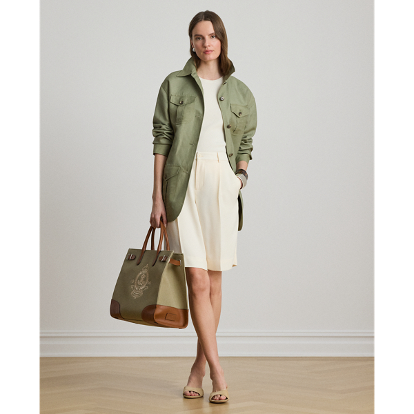 Light Agave Linen-Blend Twill Field Jacket Lauren 4
