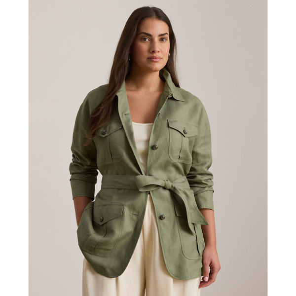 Light Agave Linen-Blend Twill Field Jacket Lauren 9