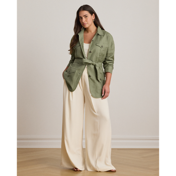 Light Agave Linen-Blend Twill Field Jacket Lauren 10
