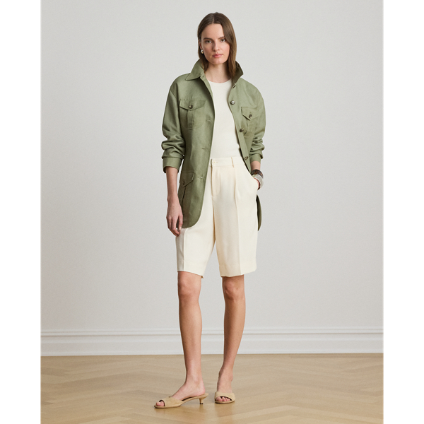 Light Agave Linen-Blend Twill Field Jacket Lauren 8