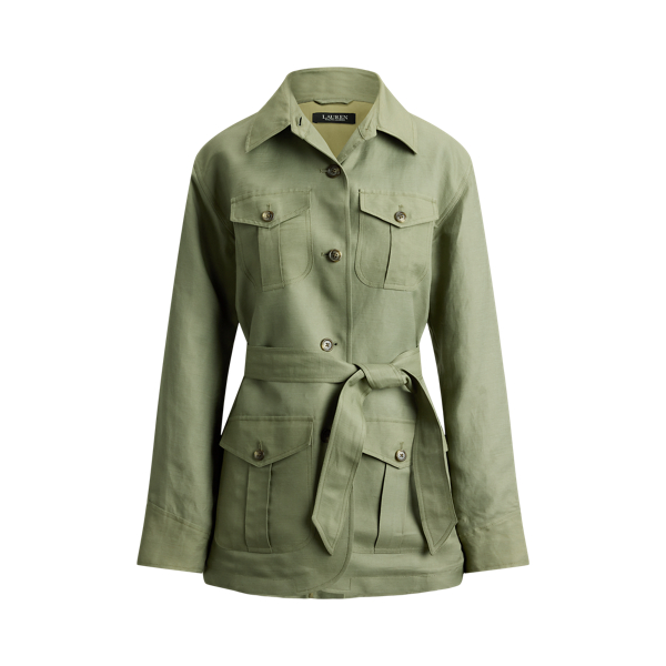 Light Agave Linen-Blend Twill Field Jacket Lauren 2