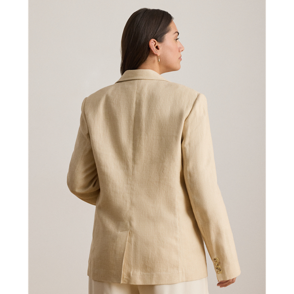 Tan/Cream Multi Linen-Cotton Tweed Blazer Lauren 11