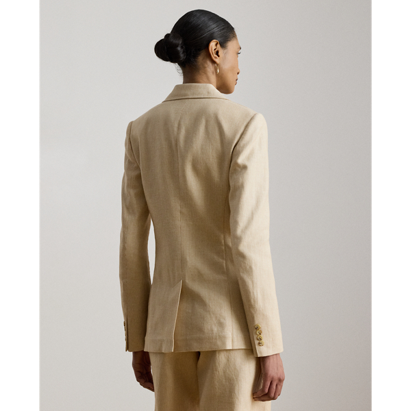 Tan/Cream Multi Linen-Cotton Tweed Blazer Lauren 5