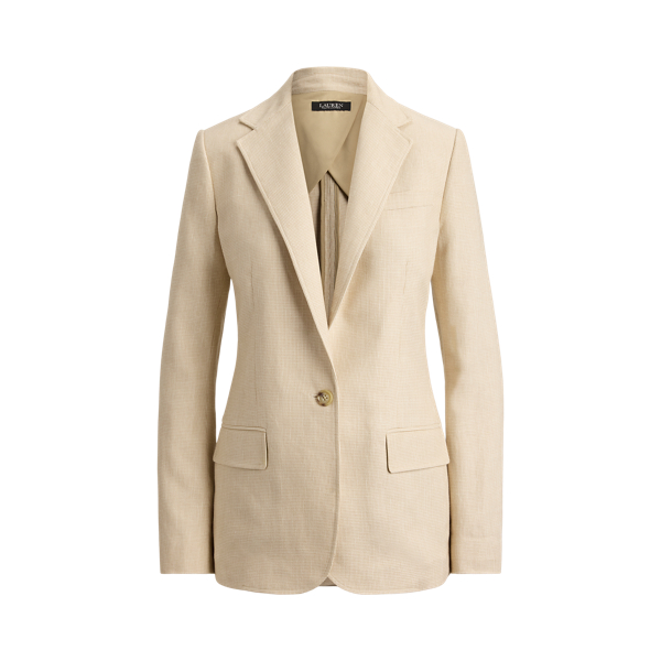 Tan/Cream Multi Linen-Cotton Tweed Blazer Lauren 2
