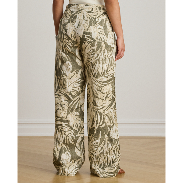 Bedruckte Leinenhose mit weitem Bein Lauren in Olivgr&uuml;n multi 9