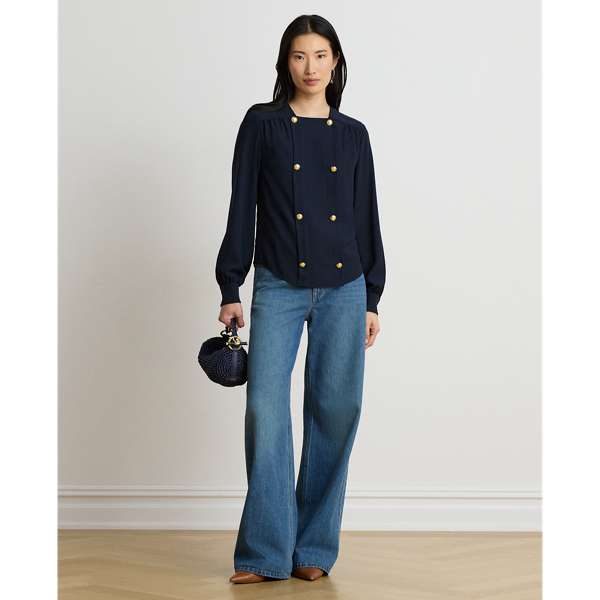 Blusa a doppio petto in georgette