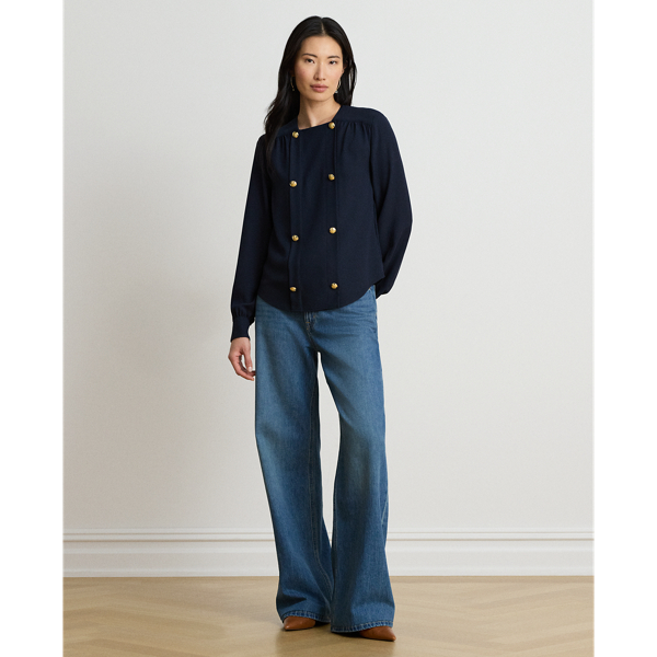 Blusa a doppio petto in georgette