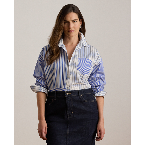 Gestreiftes Relaxed-Fit Baumwollhemd Lauren in Blau/Wei&szlig; multi 7