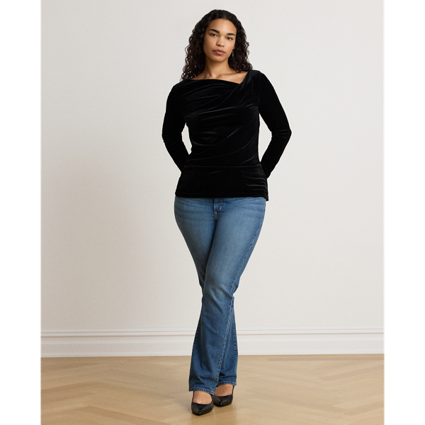Pleated Velvet Asymmetrical Top