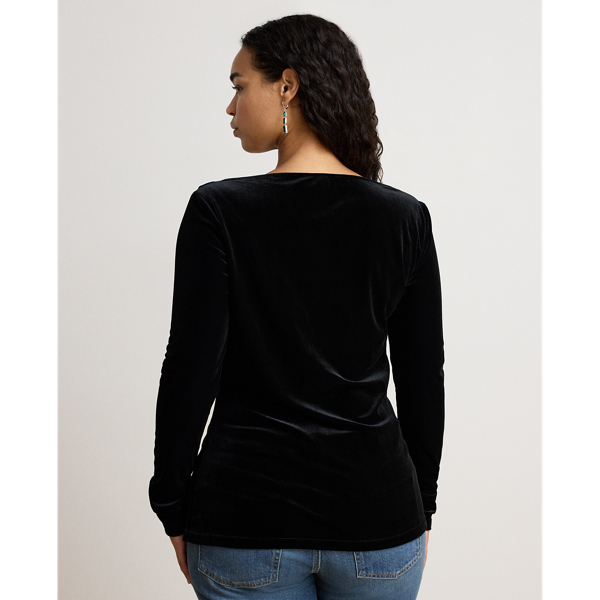 Pleated Velvet Asymmetrical Top