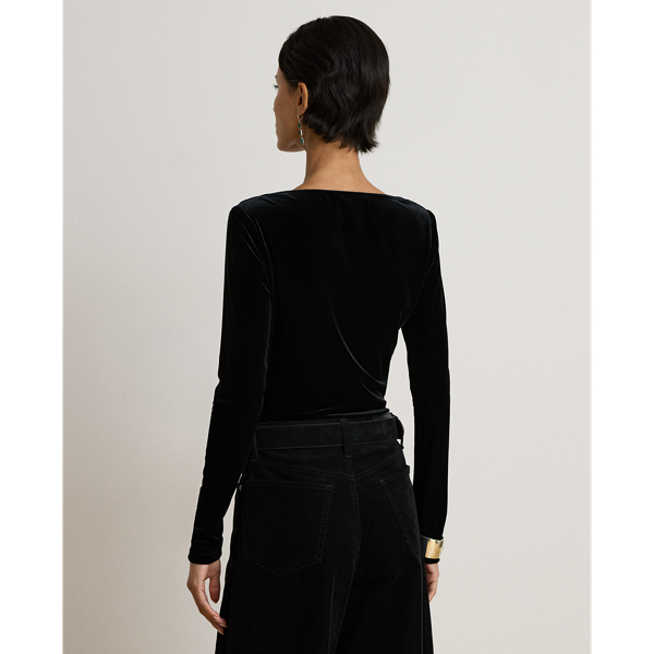Pleated Velvet Asymmetrical Top