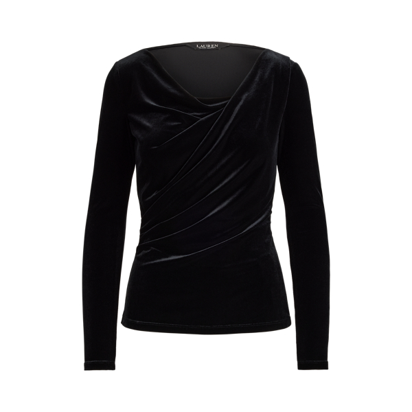 Pleated Velvet Asymmetrical Top