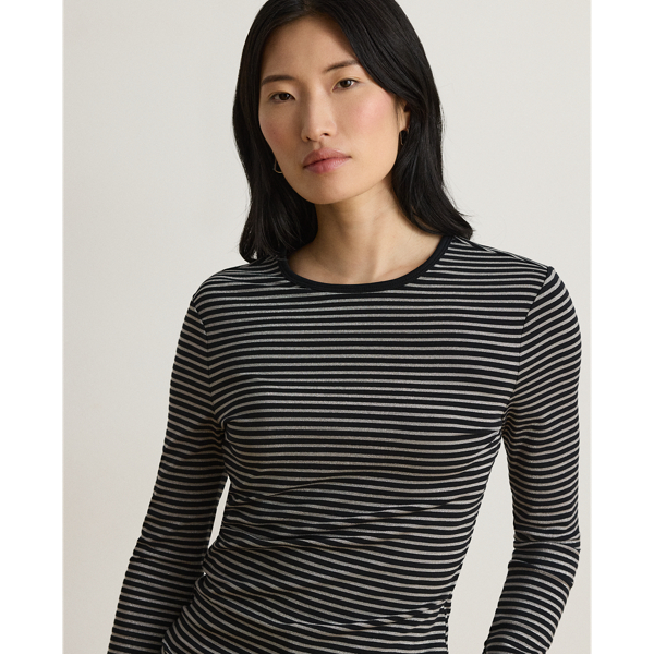 T-shirt ray&eacute; &agrave; manches longues en coton