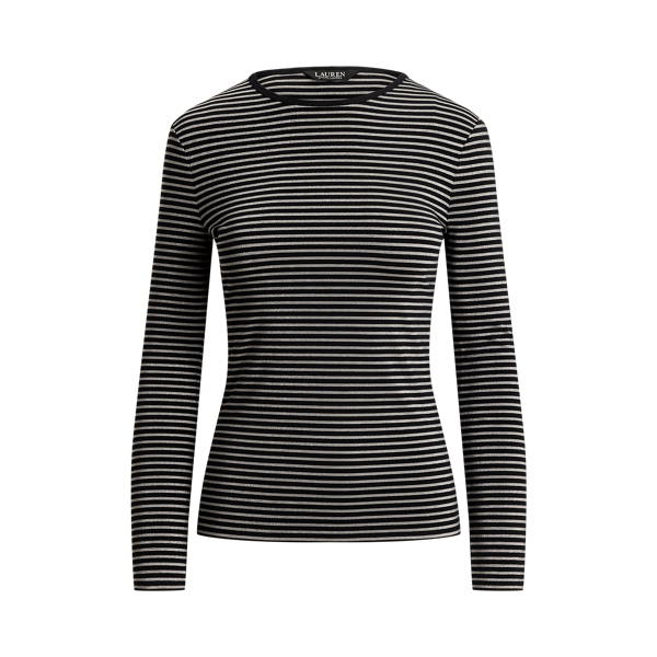 T-shirt ray&eacute; &agrave; manches longues en coton