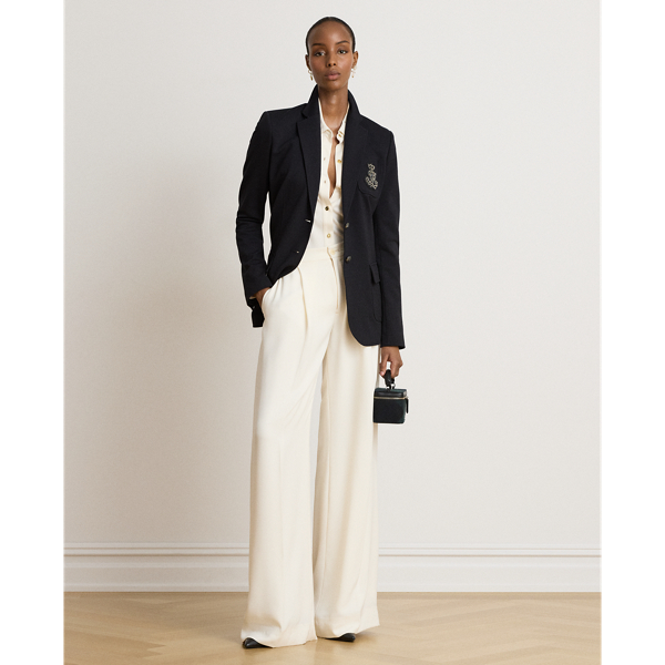 Rhinestone-Bullion Stretch Ponte Blazer