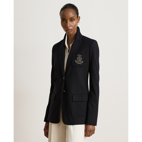 Rhinestone-Bullion Stretch Ponte Blazer