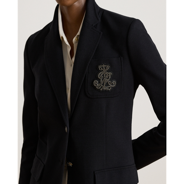 Rhinestone-Bullion Stretch Ponte Blazer