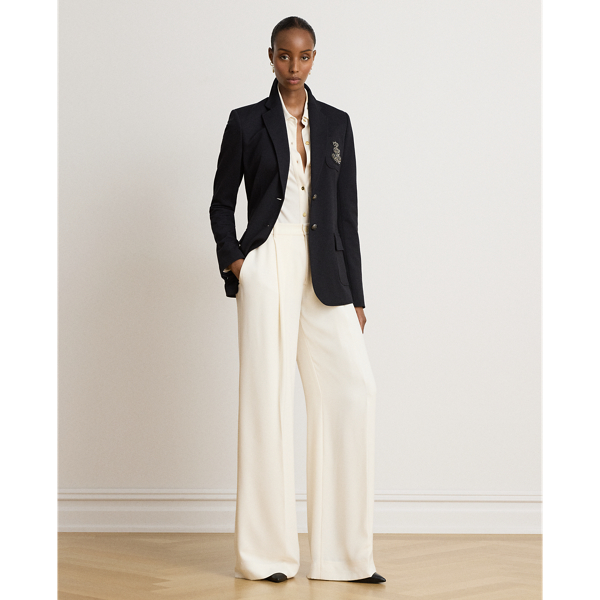 Rhinestone-Bullion Stretch Ponte Blazer