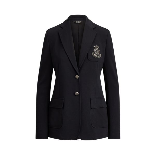 Rhinestone-Bullion Stretch Ponte Blazer