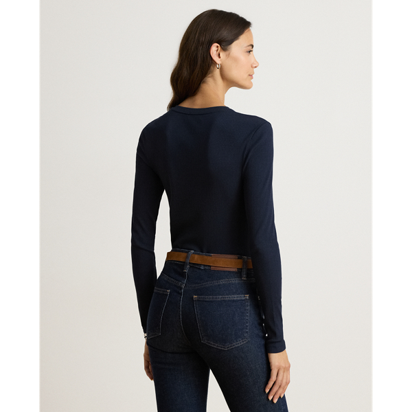 Langarmoberteil im Rippenstrick Lauren in Lauren-Navy 5